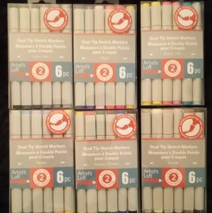 6 Packs Of Artist Loft Dual Tip Sketch Markers (6 per pack) 36 Markers In Total